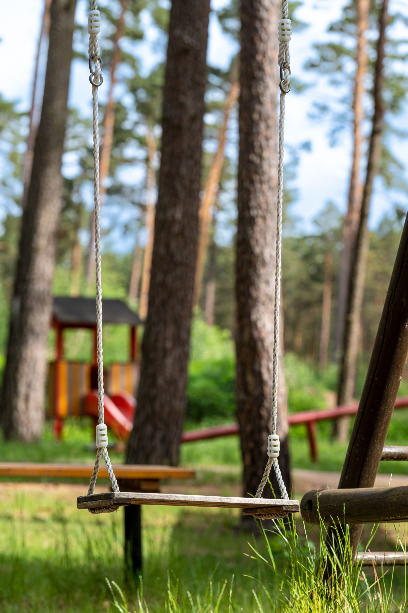Leere Schaukel im Wald